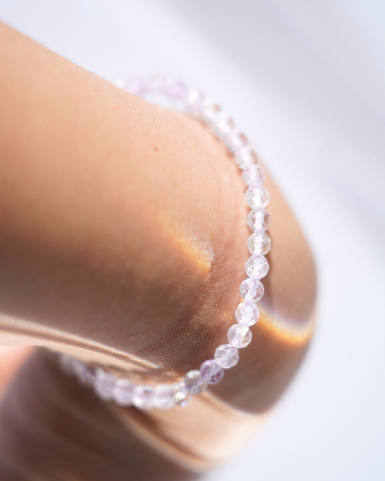 3mm Faceted Lavender Amethyst Smooth Rondelle Beads Bracelet | Lavender Light Bracelet | The Third Eye Chakra