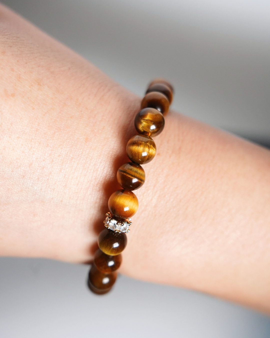 8mm Natural Yellow Tiger’s Eye Smooth Rondelle Beads Bracelet | Solar Strength Bracelet | Solar Plexus Chakra