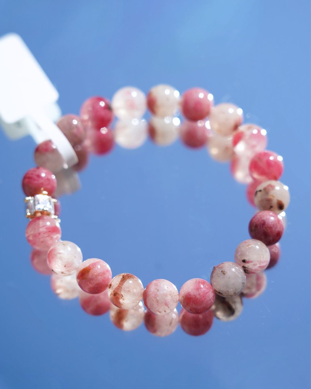 8mm Natural Rhodonite Beads Bracelet | Blossom Heart Bracelet | Heart Chakra
