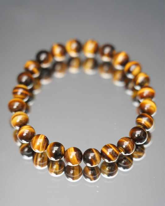 8mm Natural Yellow Tiger’s Eye Smooth Rondelle Beads Bracelet | Solar Strength Bracelet | Solar Plexus Chakra