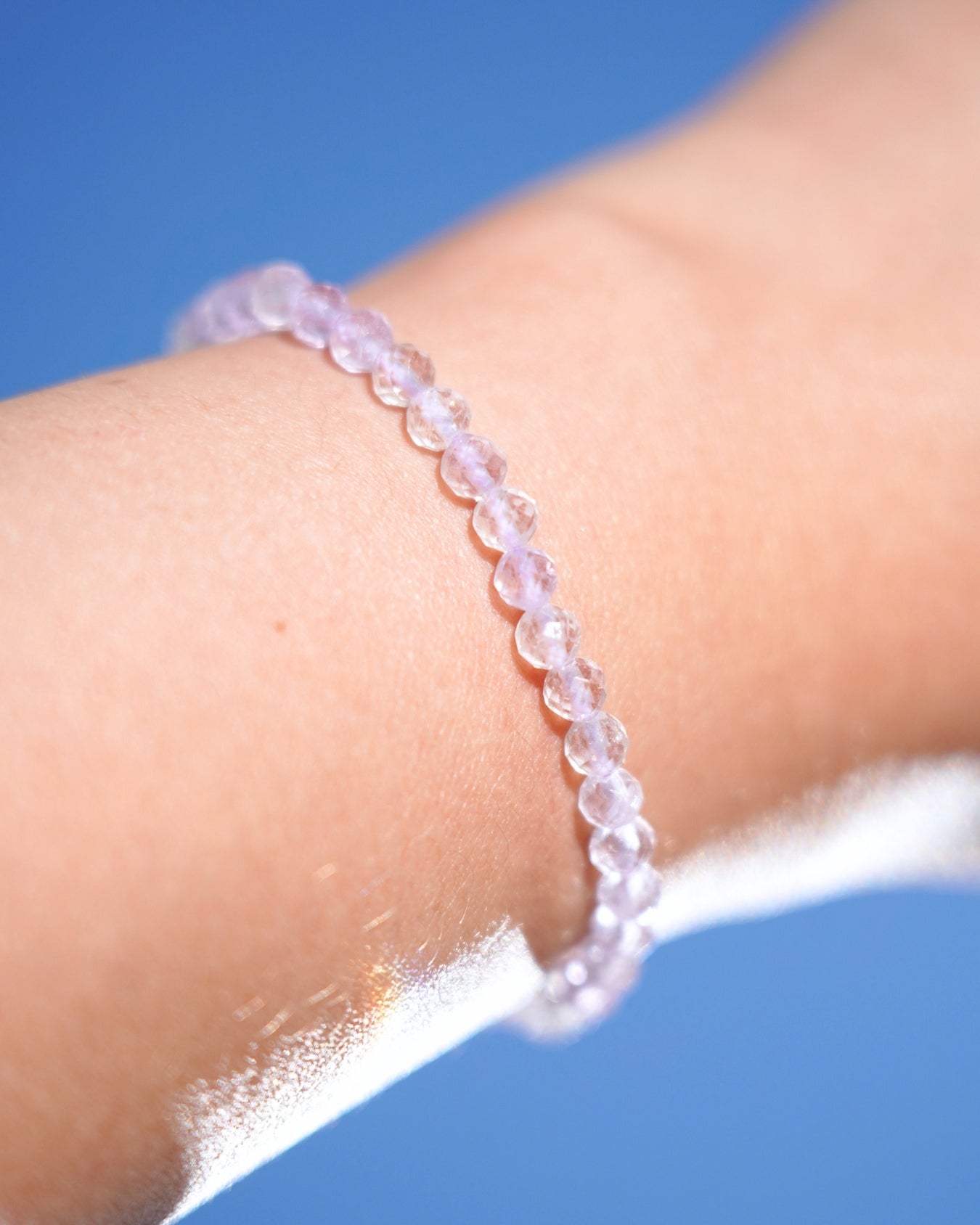 3mm Faceted Lavender Amethyst Smooth Rondelle Beads Bracelet | Lavender Light Bracelet | The Third Eye Chakra