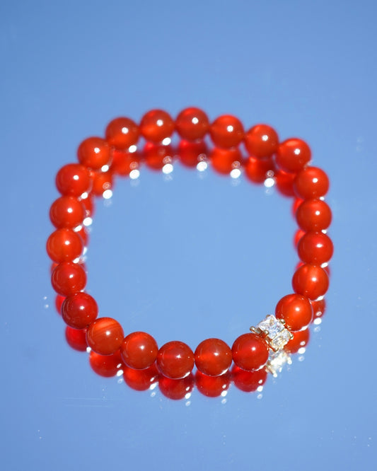 8mm Natural Carnelian Smooth Rondelle Beads Crystal | Fire Spirit Bracelet | Root Chakra