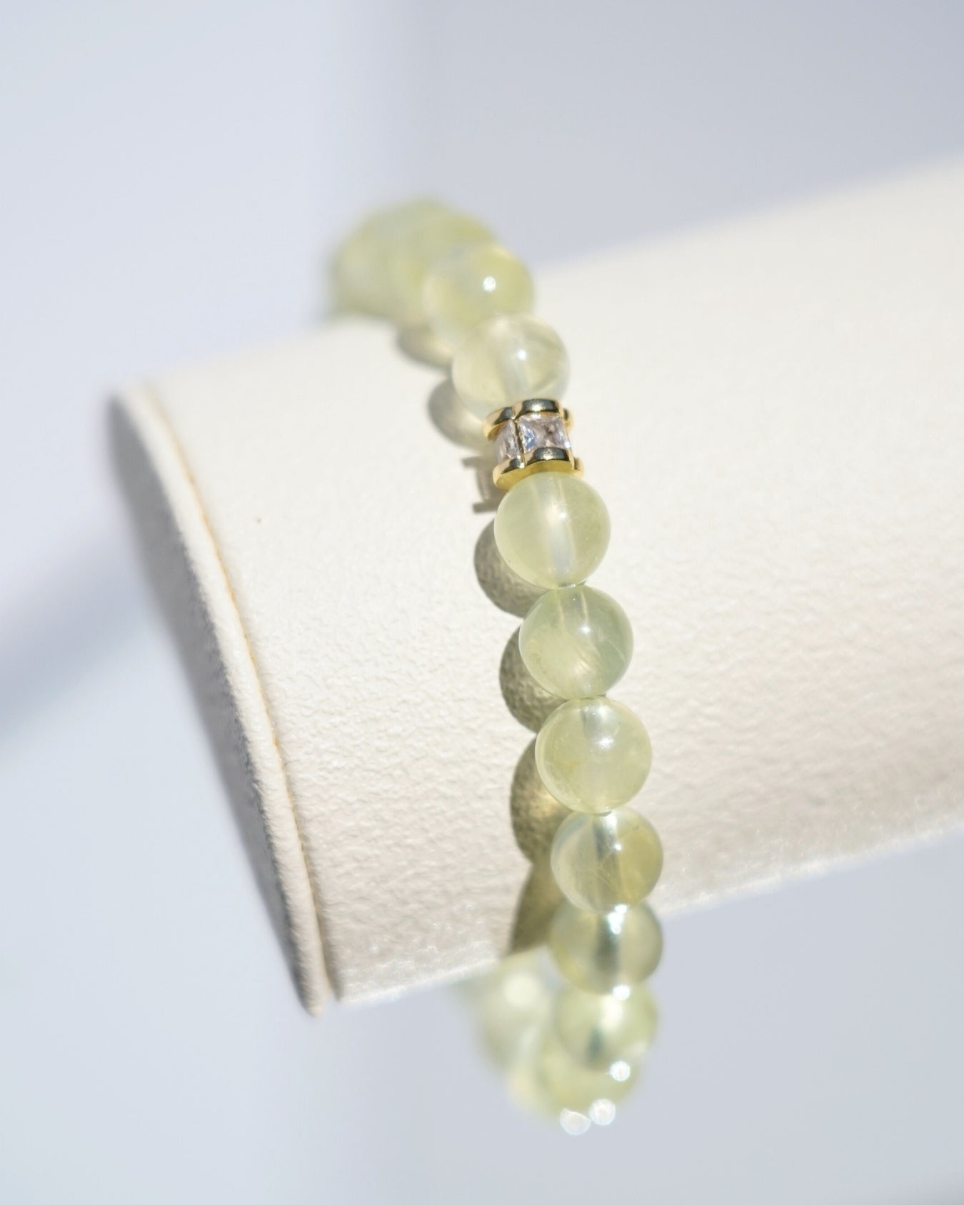 8mm Natural Prehnite Beads Bracelet | Serenity Seed Bracelet | Heart Chakra
