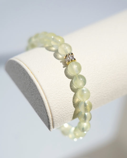 8mm Natural Prehnite Beads Bracelet | Serenity Seed Bracelet | Heart Chakra