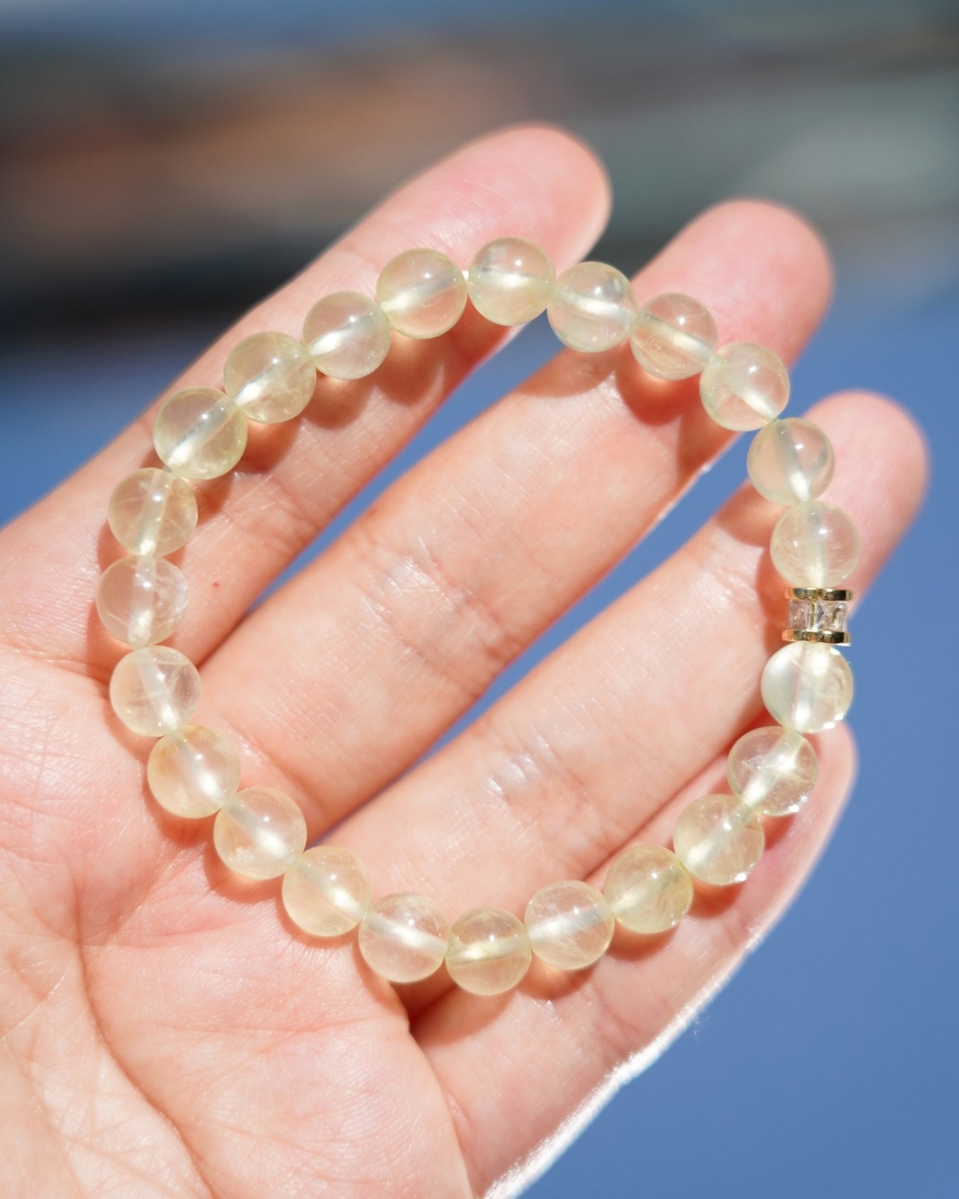 8mm Natural Prehnite Beads Bracelet | Serenity Seed Bracelet | Heart Chakra