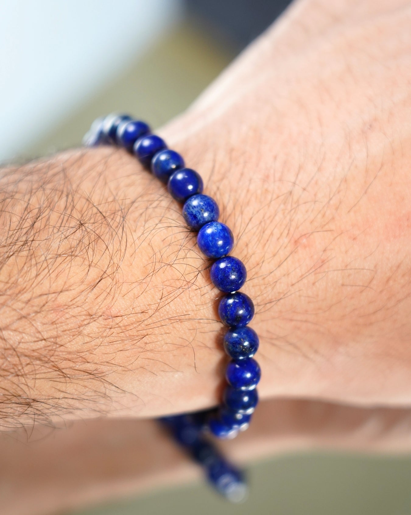 7mm Lapis Lazuli Smooth Rondelle Beads Bracelet | Royal Clarity Bracelet | Throat Chakra