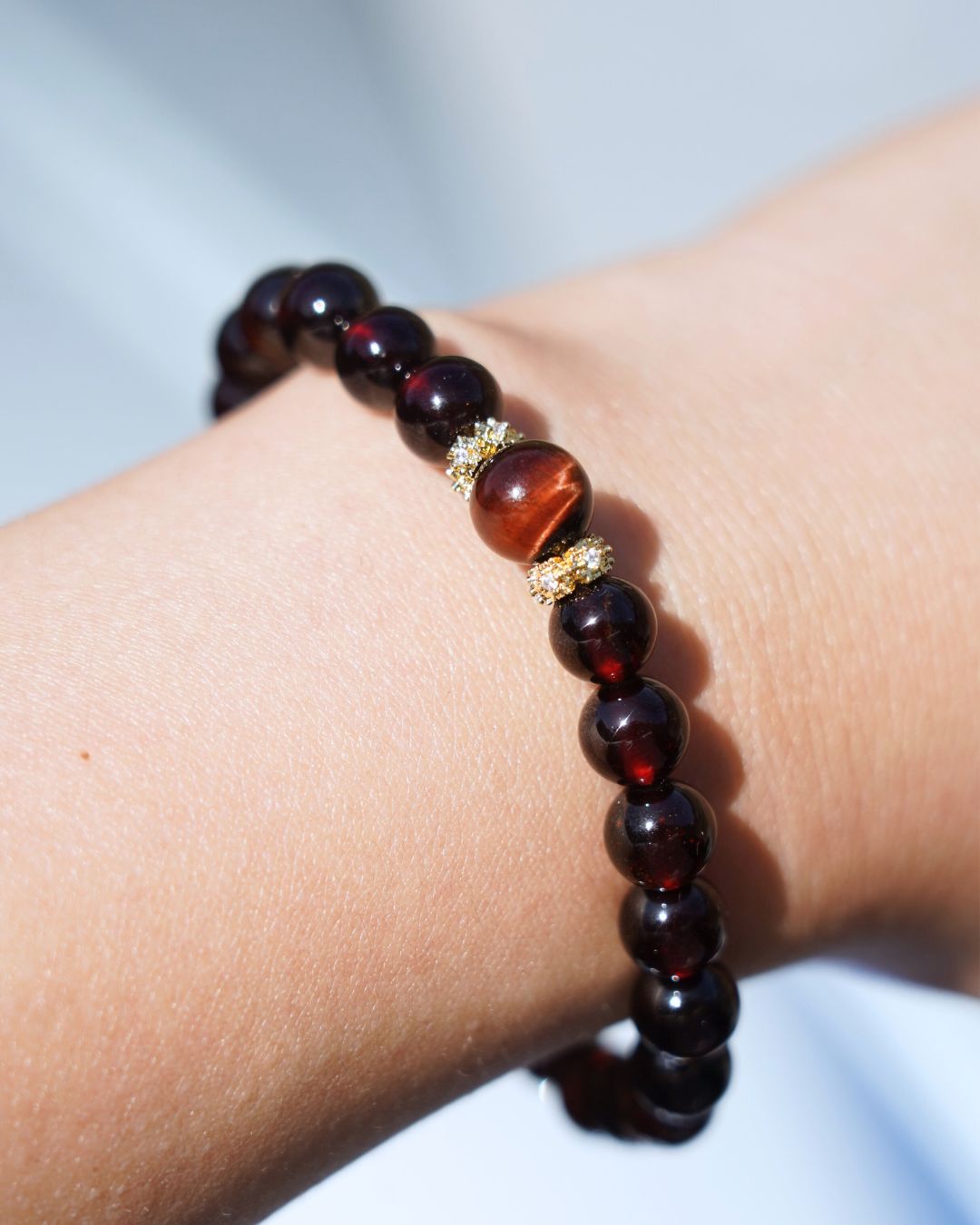 7mm Garnet and Tiger’s Eye Bracelet | Vital Flame Bracelet | Root Chakra