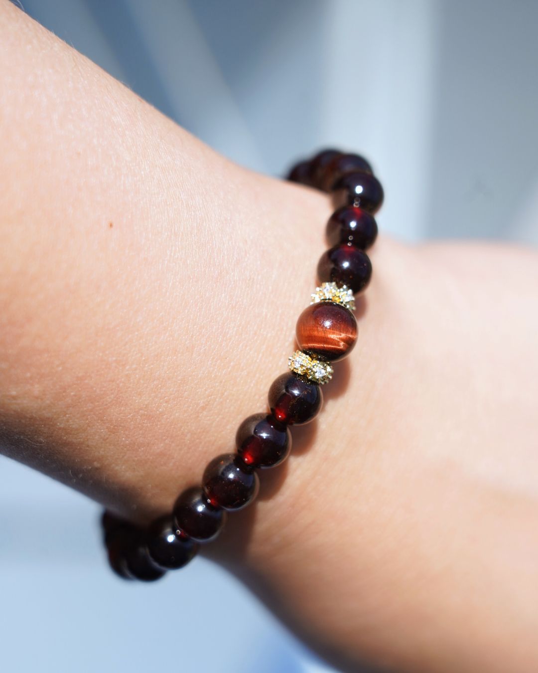 7mm Garnet and Tiger’s Eye Bracelet | Vital Flame Bracelet | Root Chakra