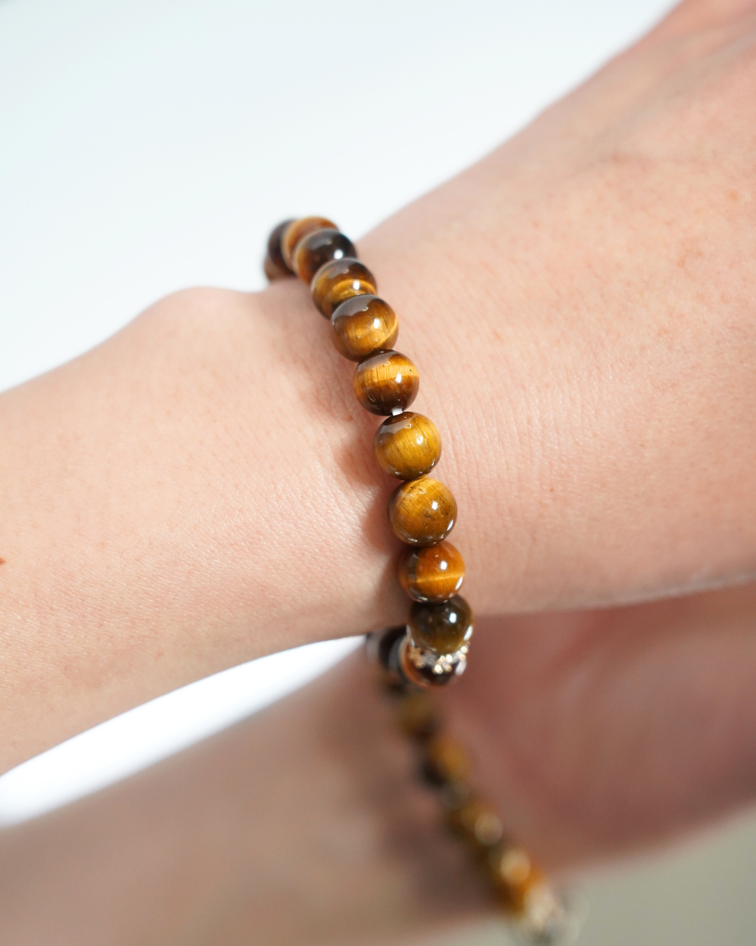 8mm Natural Yellow Tiger’s Eye Smooth Rondelle Beads Bracelet | Solar Strength Bracelet | Solar Plexus Chakra