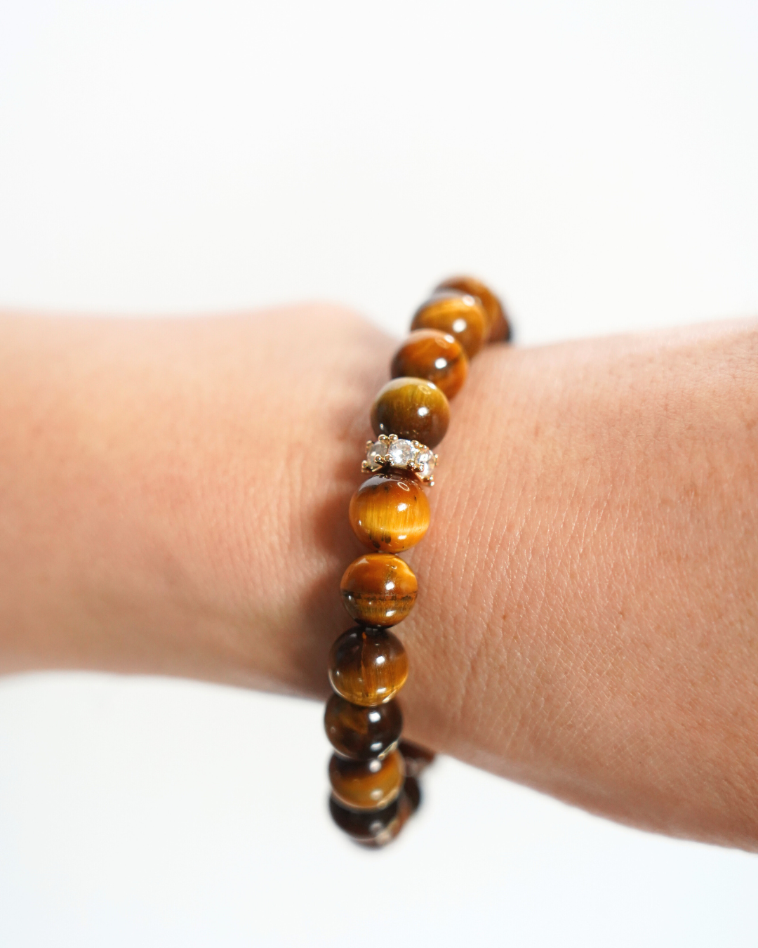 8mm Natural Yellow Tiger’s Eye Smooth Rondelle Beads Bracelet | Solar Strength Bracelet | Solar Plexus Chakra