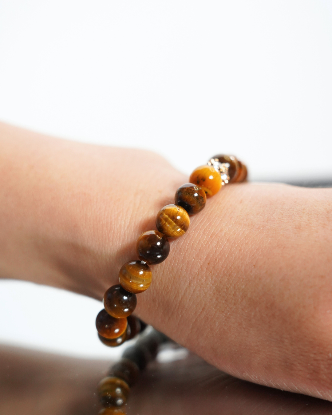 8mm Natural Yellow Tiger’s Eye Smooth Rondelle Beads Bracelet | Solar Strength Bracelet | Solar Plexus Chakra