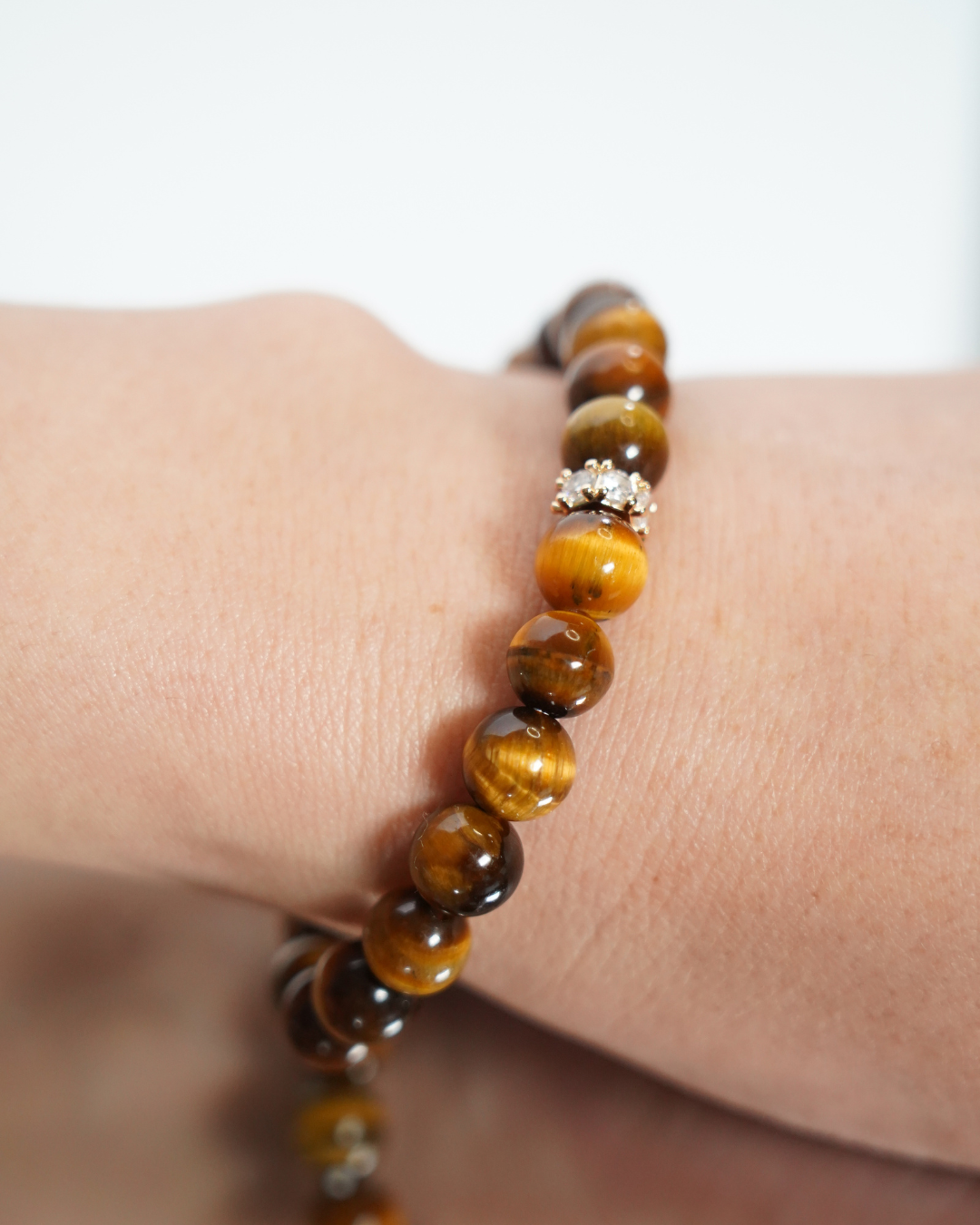 8mm Natural Yellow Tiger’s Eye Smooth Rondelle Beads Bracelet | Solar Strength Bracelet | Solar Plexus Chakra