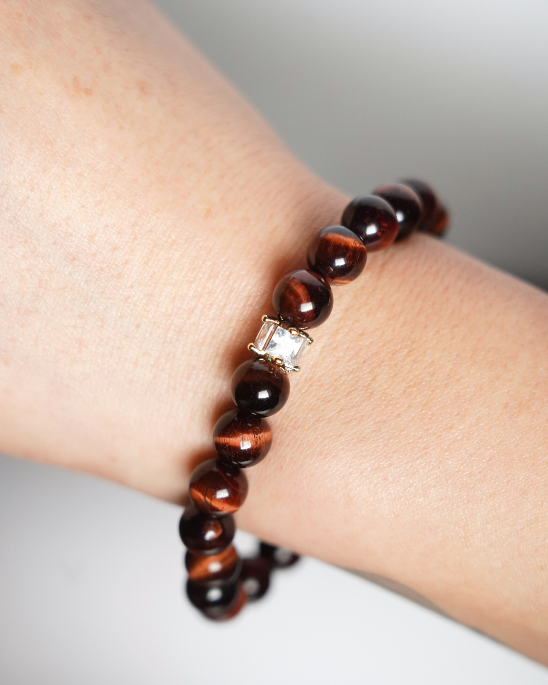 Natural 8mm Red Tiger’s Eye Smooth Rondelle Beads Bracelet | Flame Root Bracelet | Root Chakra