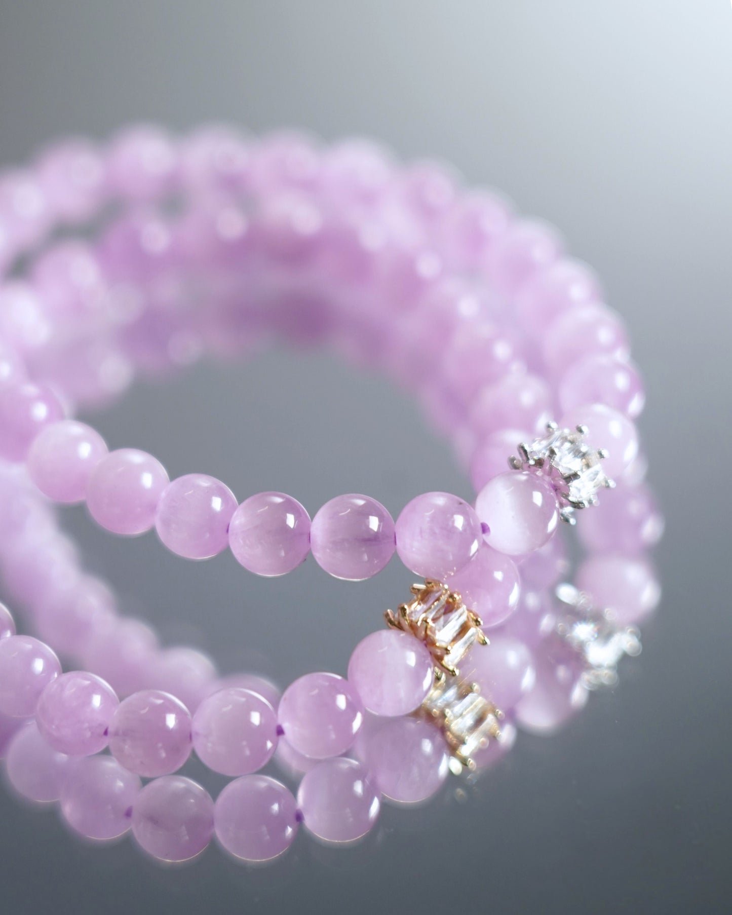 Natural Cat’s Eye Kunzite Purple Lithium beads 7mm Crystal Bracelet | Serene Heart Bracelet | Crown Chakra