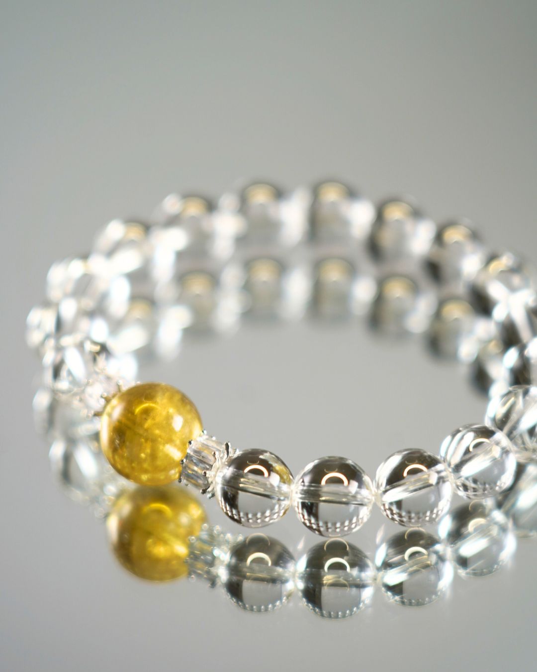 10mm luminous Clear Quartz and 13mm Jelly Yellow Morganite Crystal Bracelet | Solar Radiance Bracelet | Crown Chakra