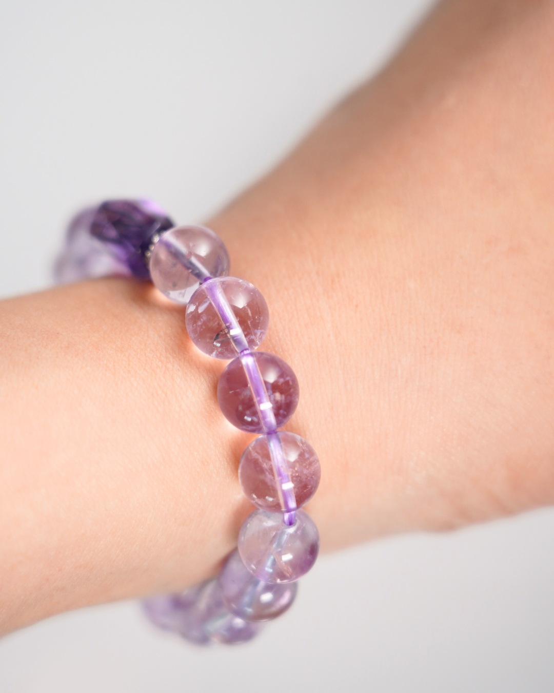 Natural Lavender Amethyst Bracelet- Lavender Whisper | 9mm Smooth Rondelle Beads | Third Eye Chakra